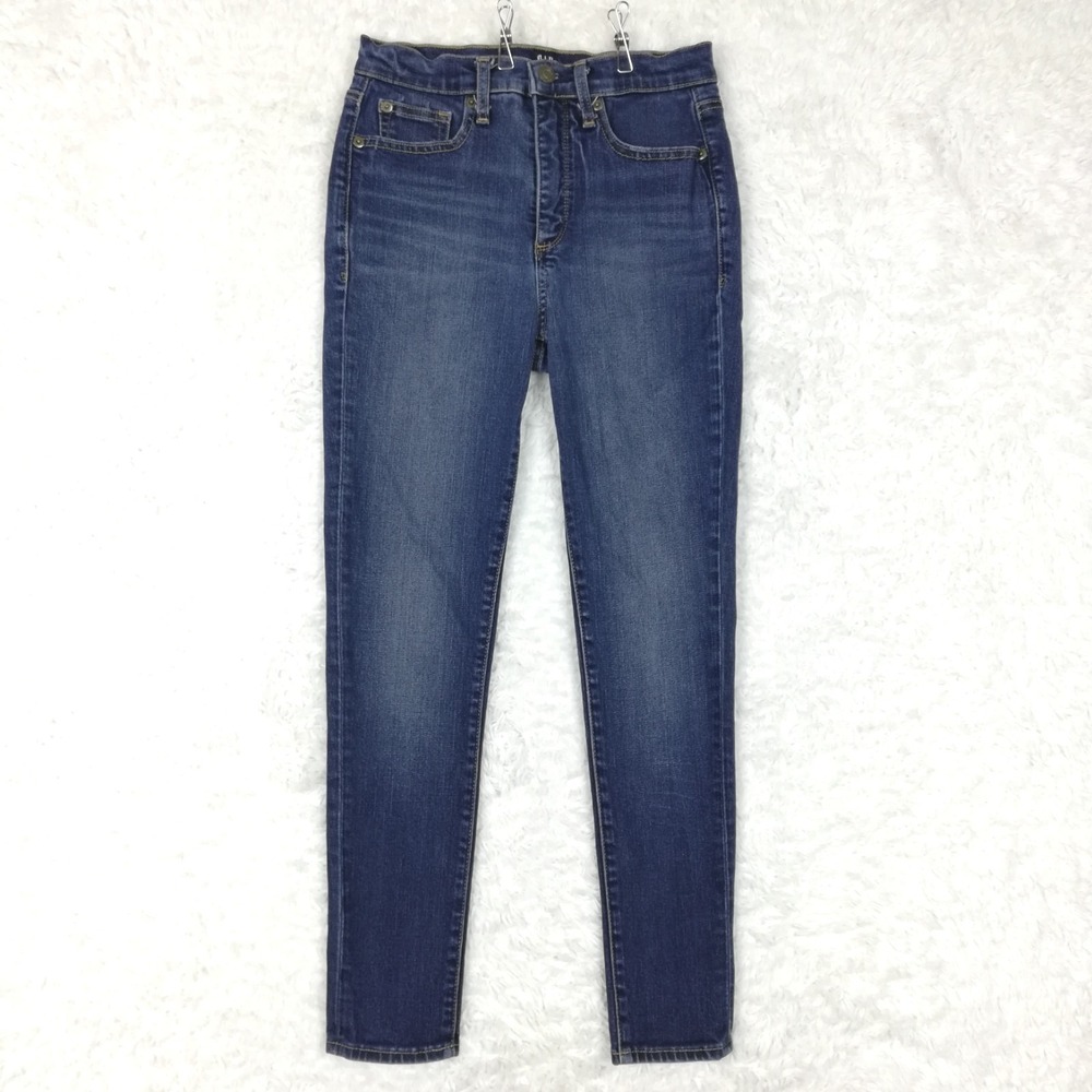 Gap 1969 Womens Jeans True Skinny Blue Denim Mid Rise Dark Wash Petite 2P